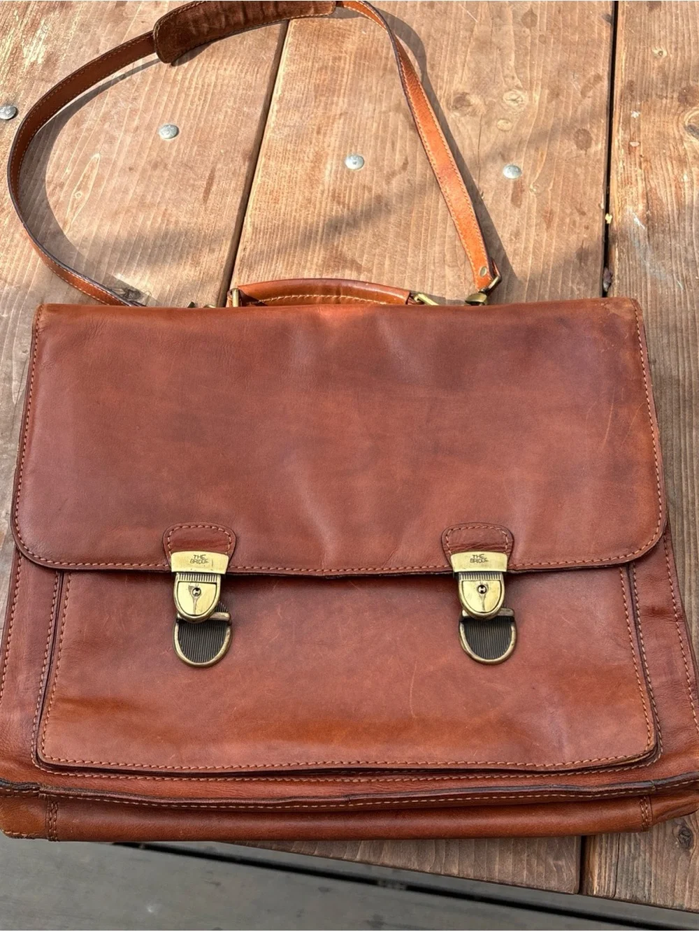 Vintage The Bridge Italy Leather Satchel Briefcase - Story Uomo - With Strap